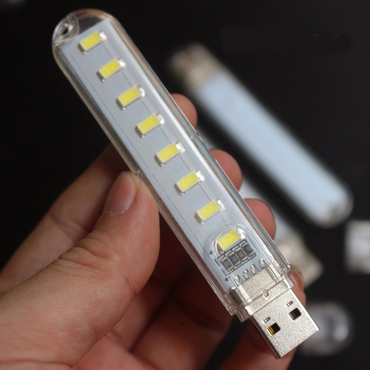 Đèn Led USB 8 bóng trong suốt ánh sáng Trắng | Vàng ấm