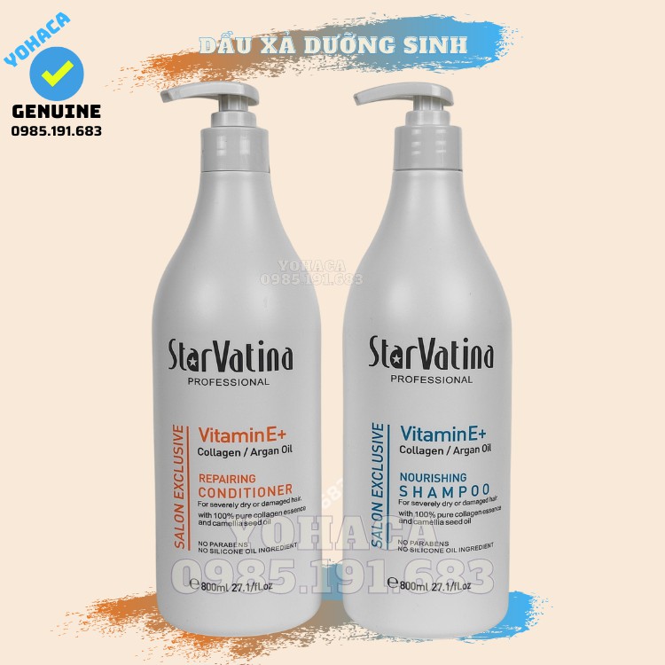 Cặp gội xả Vatina phục hồi chống rụng dưỡng sinh 800ml starvatina