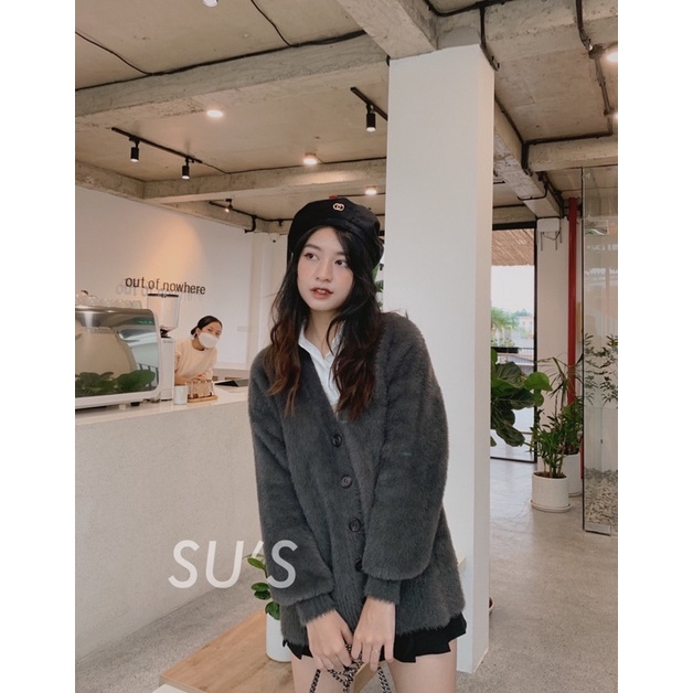 Áo cardigan len lông thỏ trơn | BigBuy360 - bigbuy360.vn