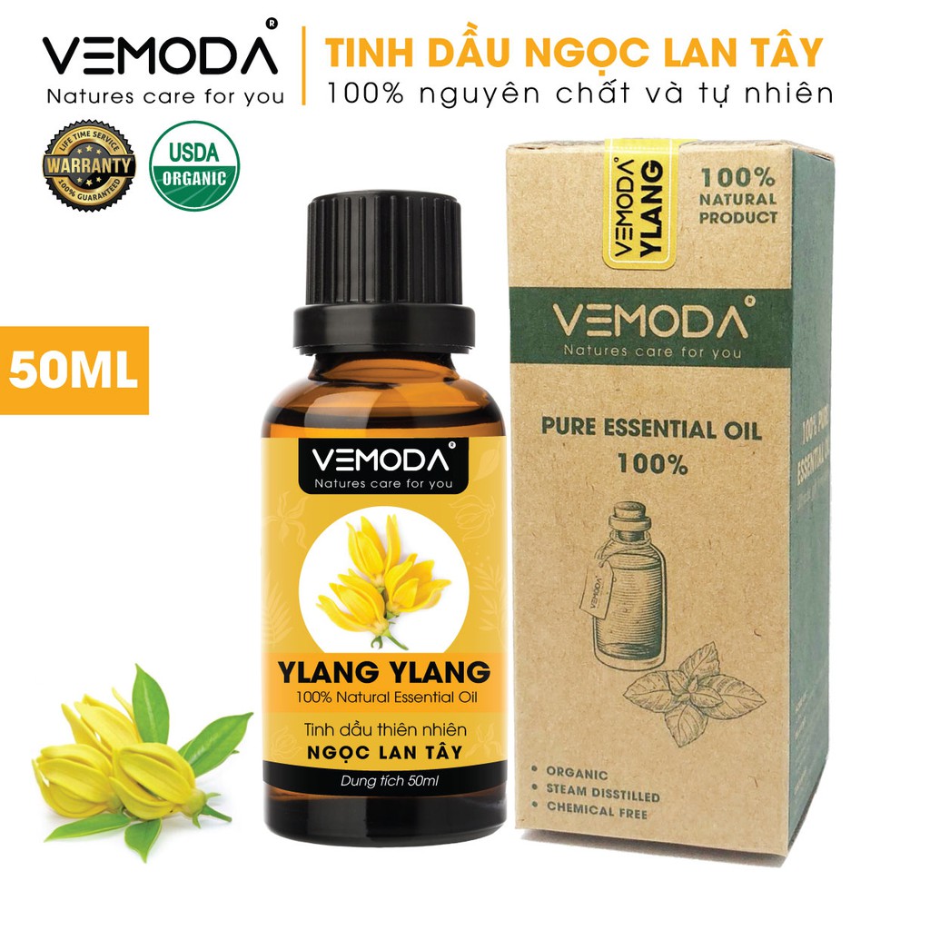 Tinh dầu Ngọc lan tây nguyên chất VEMODA 50ML giúp thơm phòng, thư giãn, chống trầm cảm, sát trùng, dưỡng tóc