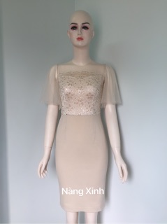 Đầm ôm phối ren kim sa