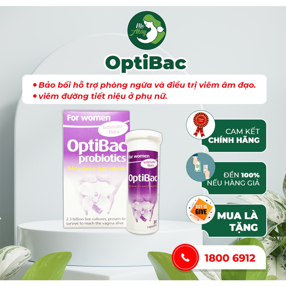 Men Vi Sinh Optibac Tím tem nhãn phụ đủ