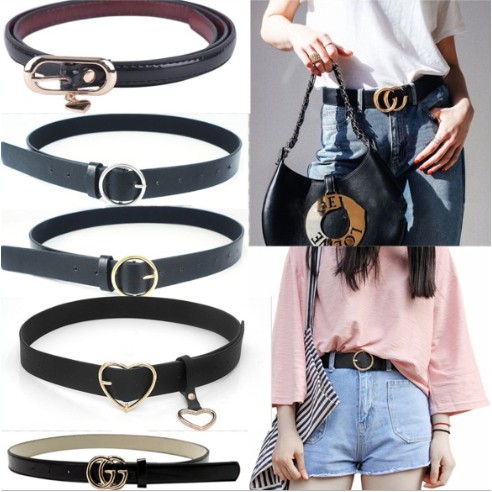 Thắt Lưng Dây Xích Đôi Bằng Da Màu Đen Phong Cách Punk Cá Tính Cho Nữ