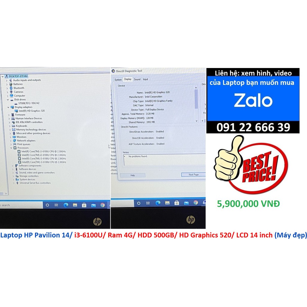 Laptop HP Pavilion 14/ i3-6100U/ Ram 4G/ HDD 500GB/ HD Graphics 520/ LCD 14 inch (Máy đẹp) | BigBuy360 - bigbuy360.vn