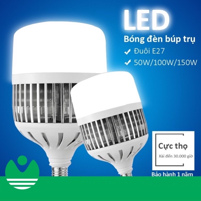 Bóng đèn Led Bulb 50w, 80w, 100w, 150w đủ công suất, đui E27, tản nhiệt nhôm, ánh sáng trắng, dùng cho chụp ảnh, live st