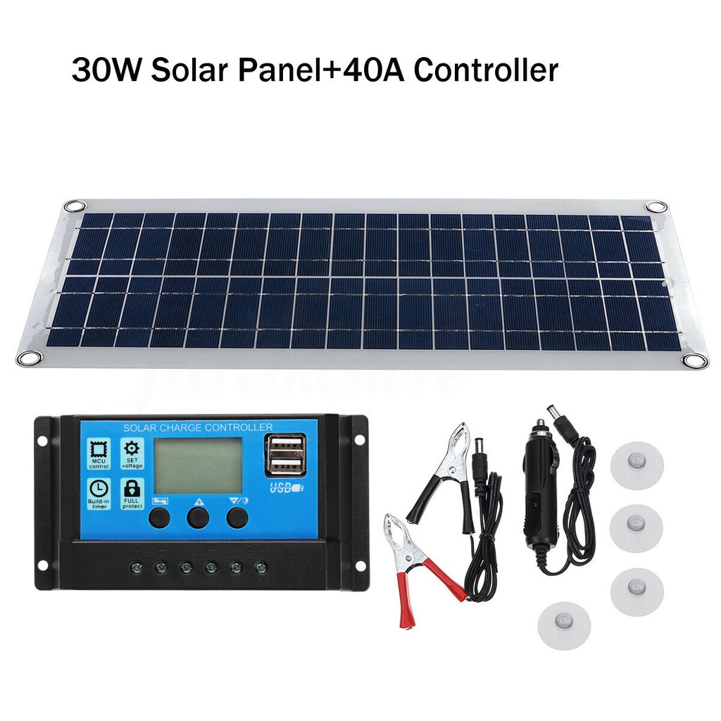 Flexible 12V 30W Dual USB Solar Panel+ 40A Solar Charger Controller | BigBuy360 - bigbuy360.vn