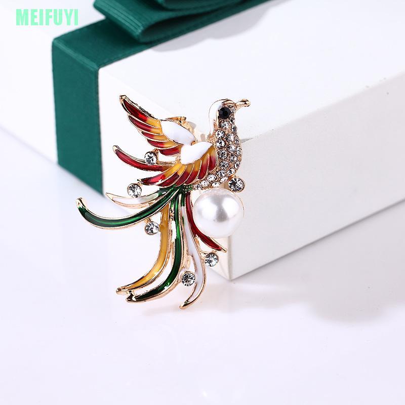 Ghim cài áo hình chim phượng hoàng đính đá thời trang cho nữ