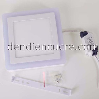Đèn led ốp trần vuông 18+6W viền màu xanh dương
