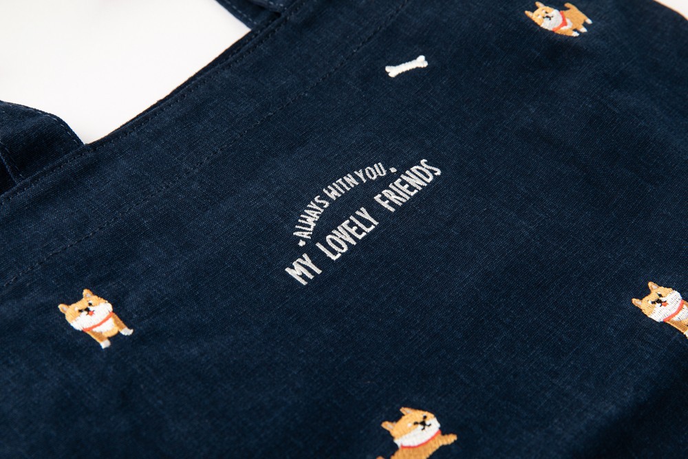 Túi Artbox Màu Xanh Navy Họa Tiết Cún Shiba