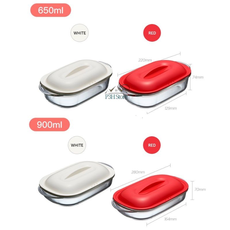 Hộp thủy tinh chịu nhiệt có nắp Lock&amp;Lock Easy Cook hình Ovan LLG482 LLG483