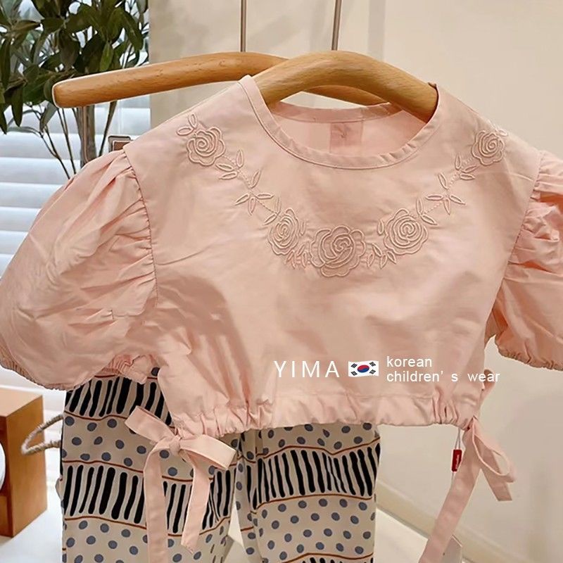 Set Đồ Mùa Hè 2 Món Gồm Áo Hoa Chống Muỗi Và Quần Dài Thời Trang Cho Bé Gái