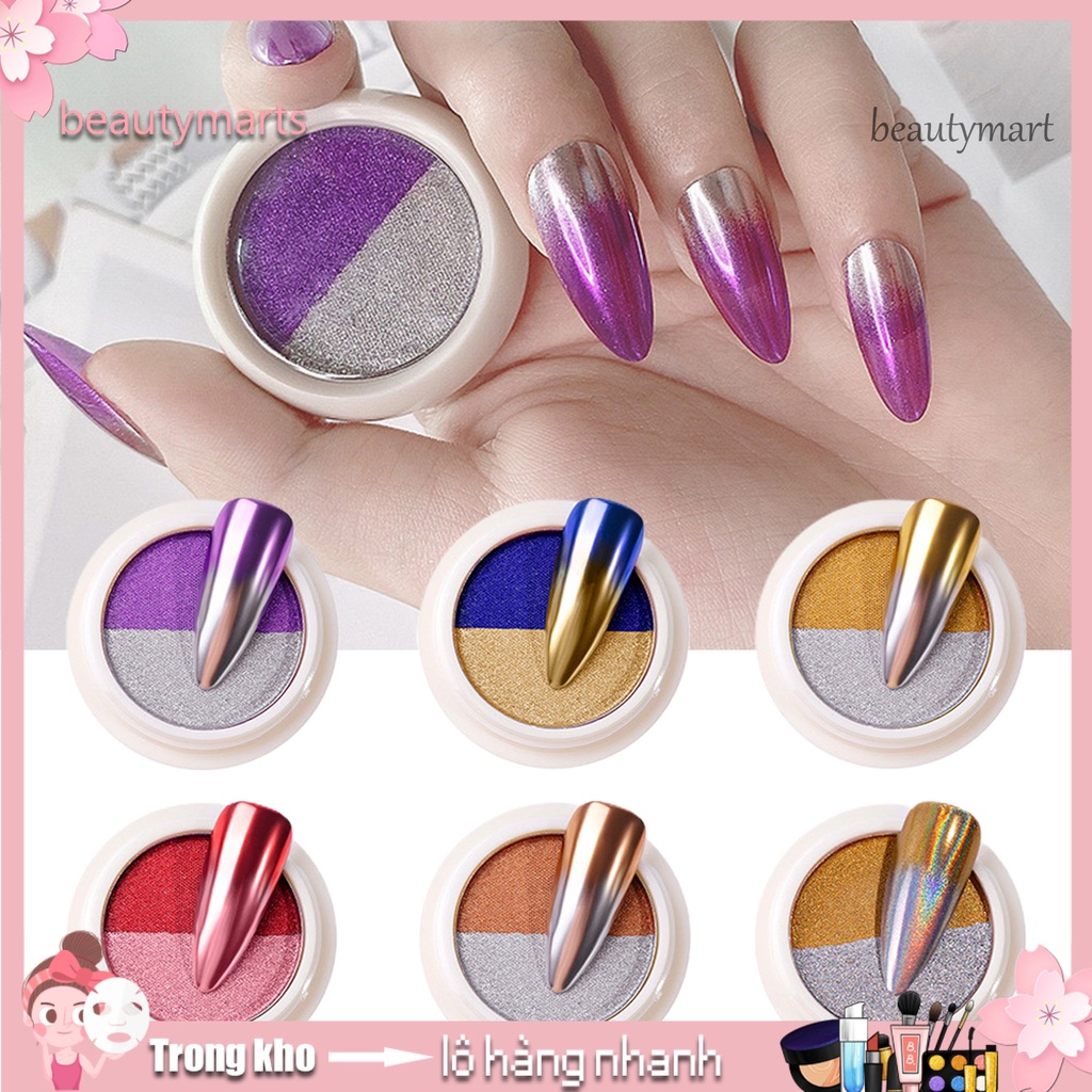 [Hàng mới về] Bột Tráng Gương Hai Màu Sắc Trang Trí Móng Tay Nghệ Thuật Cho Nữ Tự Làm