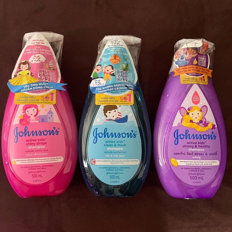 Sữa tắm / Dầu gội Johnson ‘s Baby óng mượt bé gái và thơm mát năng động 500ml