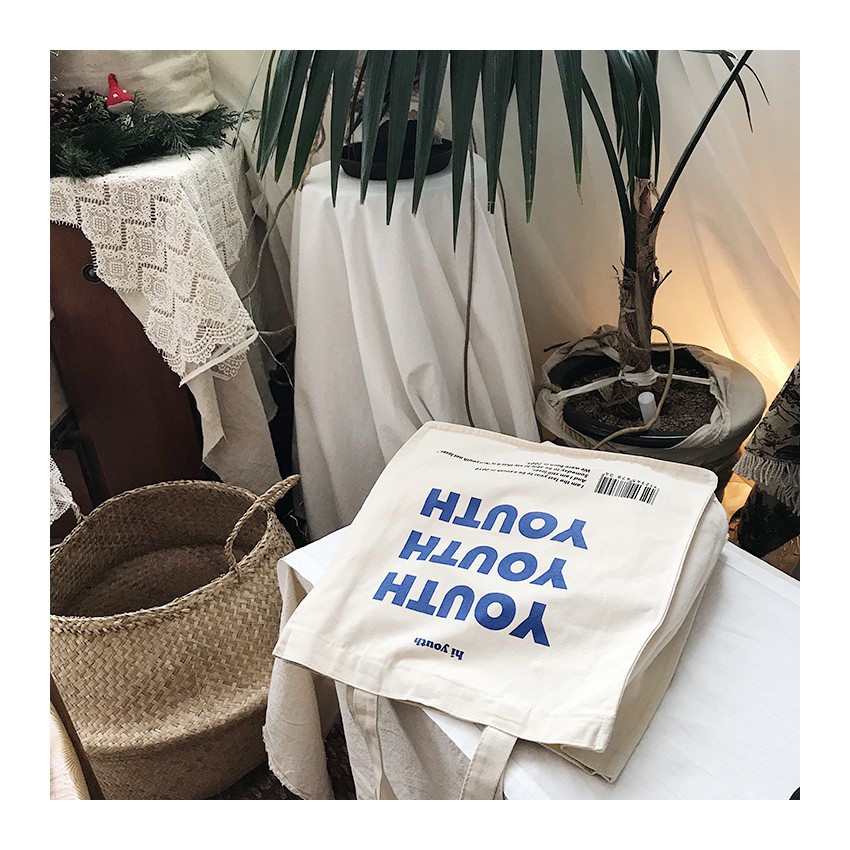 Túi tote Youth form đáy vuông vải canvas