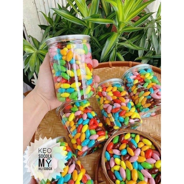 Kẹo Nhộng Socola 7 Màu, Kẹo Tuổi Thơ Hũ 500G