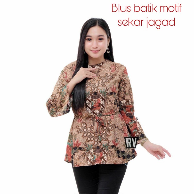 Áo Blouse Văn Phòng Họa Tiết JAGAD Recent Top BATIK SOLONAN BATIK