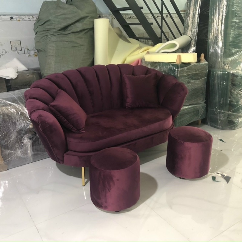 Ghế sofa sò cao cấp hiện đại chân inox cứng cáp đệm mous D40 êm ái Trường Mai Sài Gòm