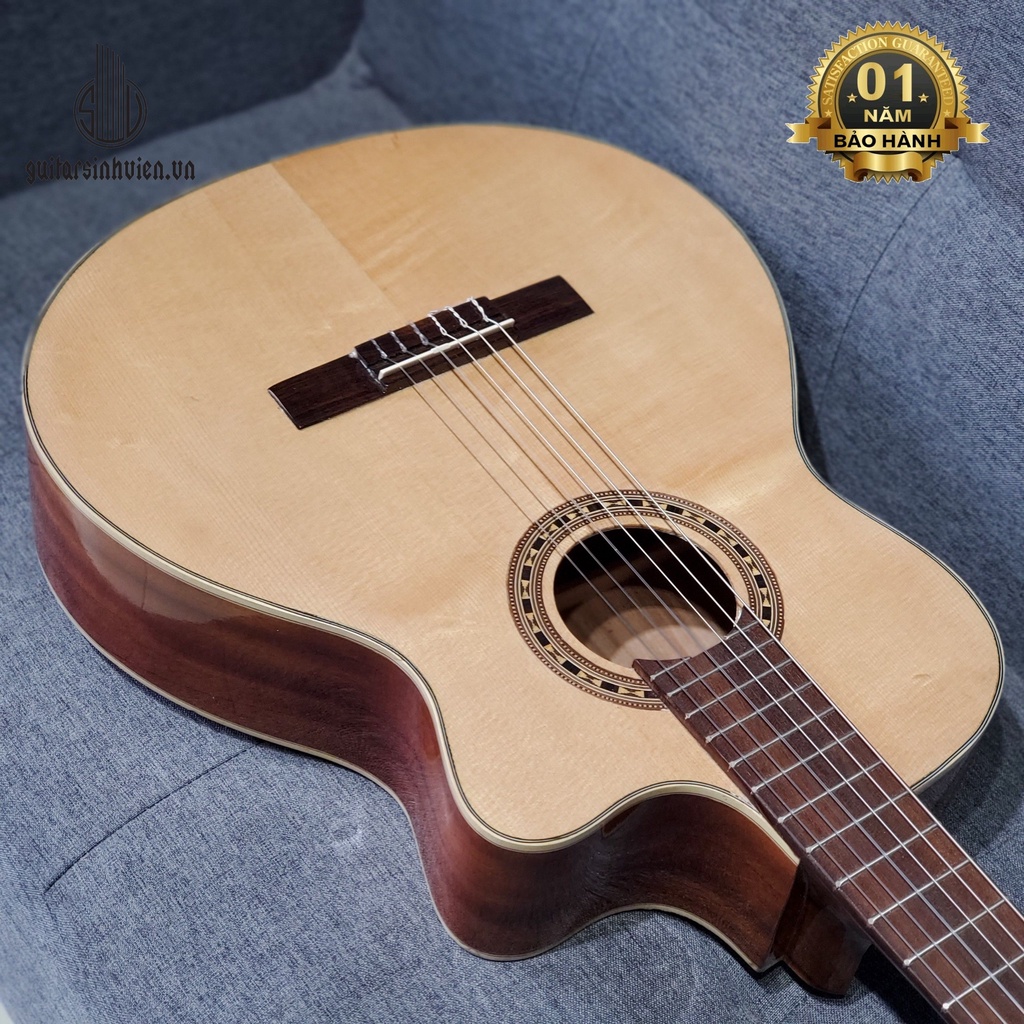 Đàn guitar Classic Tập Chơi Gỗ Thịt Chất Lượng - Giá Siêu Rẻ - Có Ty Chống Cong Cần SV-C2