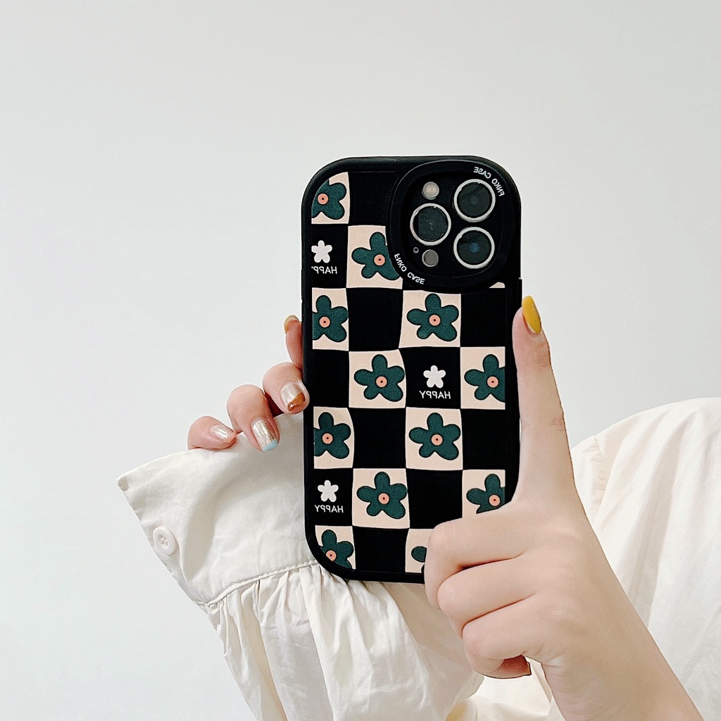 Ốp Điện Thoại Da + tpu Silicon Mềm Họa Tiết Hoa Cho iphone 11 12 13 pro max mini XR XS 7 8 plus