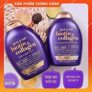 Cặp dầu gội và xả Biotin & Collagen OGX, Mỹ (385ml) nuôi dưỡng phục hồi tóc hư tổn, giảm rụng tóc, làm tóc bóng mượt hơn