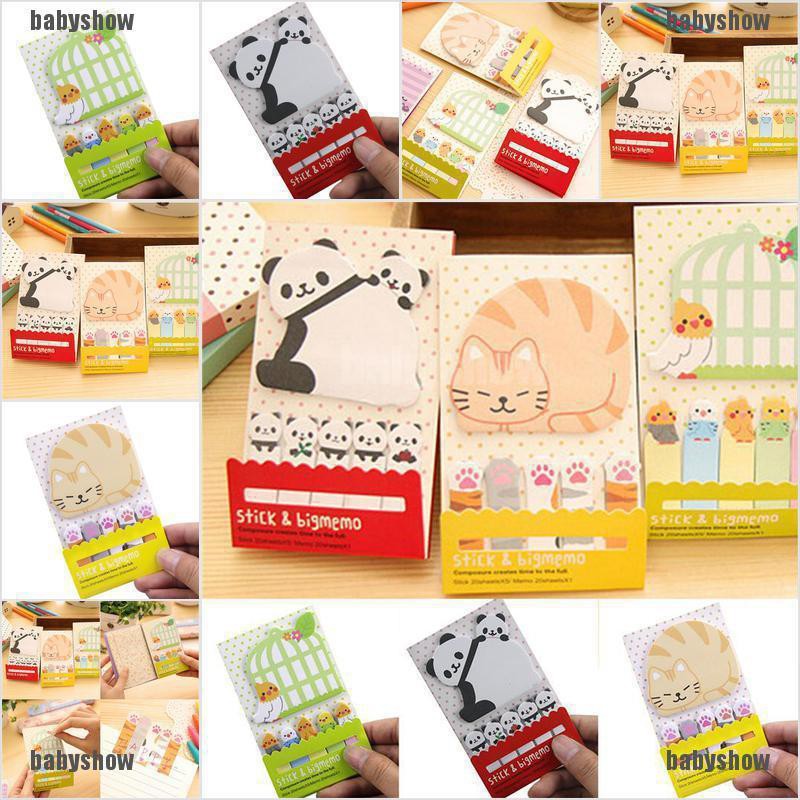 Giấy Dán Ghi Chú Họa Tiết Động Vật / Mèo / Gấu Trúc Dễ Thương