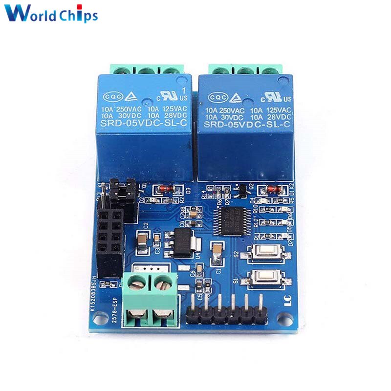 Mô Đun Rơ Le WiFi Không Dây DC 5V ESP8266 ESP-01 2CH Chuyên Dụng Cho IOT