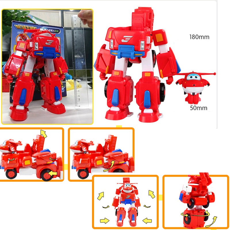 Super wings Robot biến hình kết hợp xe cứu hộ nhỏ Jett tia chớp đồ chơi trẻ em