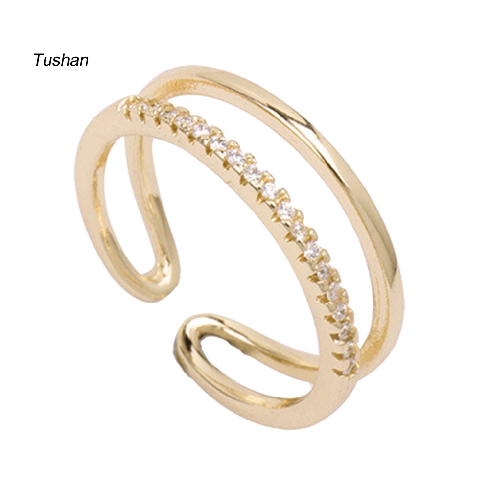 Ống Xả Khí Thải Chuyên Dụng Chất Lượng CaoNhẫn Hở Hai Lớp Đính Đá Đơn Giản Cho Nữ