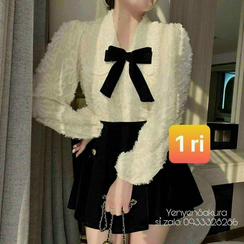 🦚🦚Áo tiểu thư tay bồng ren kèm tag nơ cực xinh🦚🦚