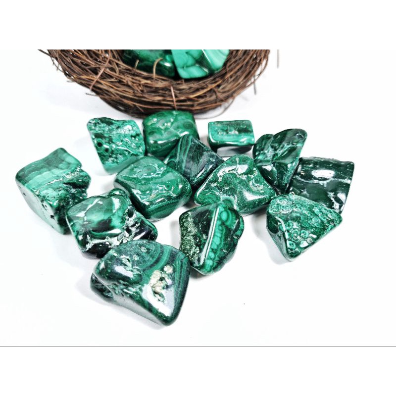 Tumbled Malachite  tự nhiên thanh tẩy Tarot, làm handmade, reiki healing, sưu tầm trưng bày...