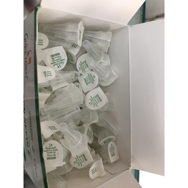 Hộp 100 cái Kim bánh ú kim insulin Đầu Bút Kim Tiêm Insulin Kim Chích Tiểu Đường Greetmed 31G