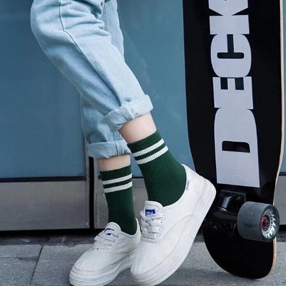 Vớ Cotton Lanh Nhiều Màu Họa Tiết Kẻ Sọc Đơn Giản Thời Trang Thu Hè Thu Cho Nam Và Nữ
