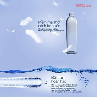 Bao cao su Durex Invisible Extra Thin siêu mỏng 10 bao ( che tên sản phẩm)
