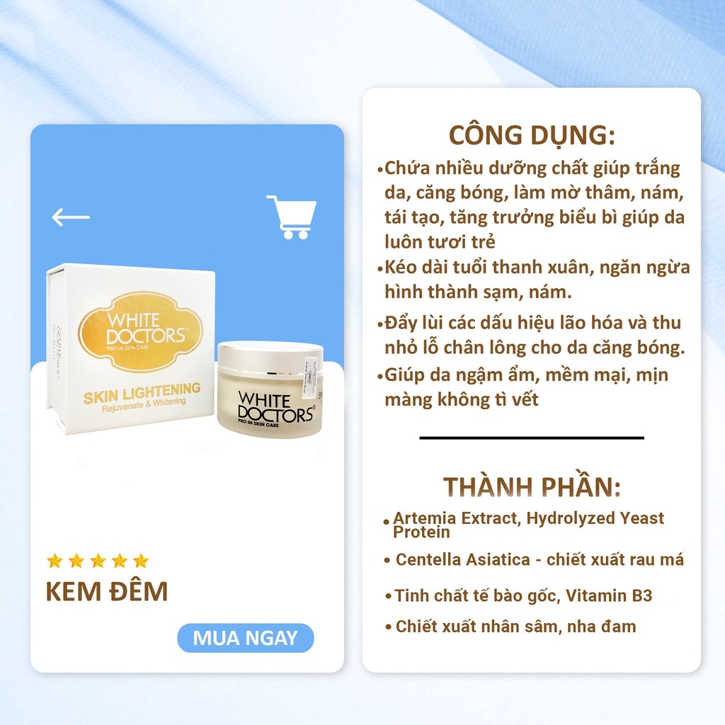 Kem làm trắng da mờ nếp nhăn White Doctors Skin Lightening 40g