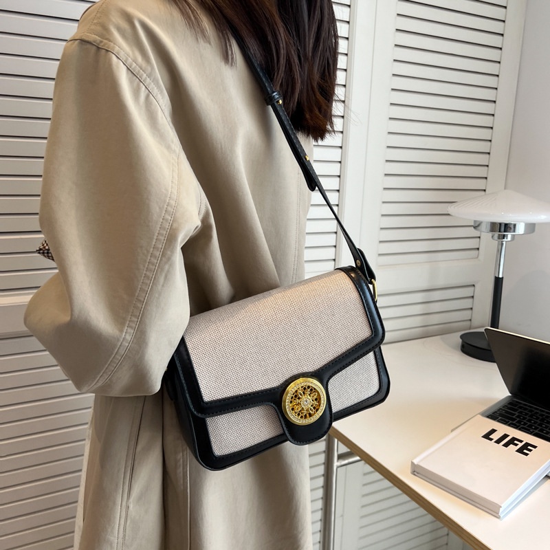 Túi Đeo JASMIN NOIR Chéo Vai Bằng Da PU Và Vải Bạt Có Khóa Dành Cho Nữ NOIR