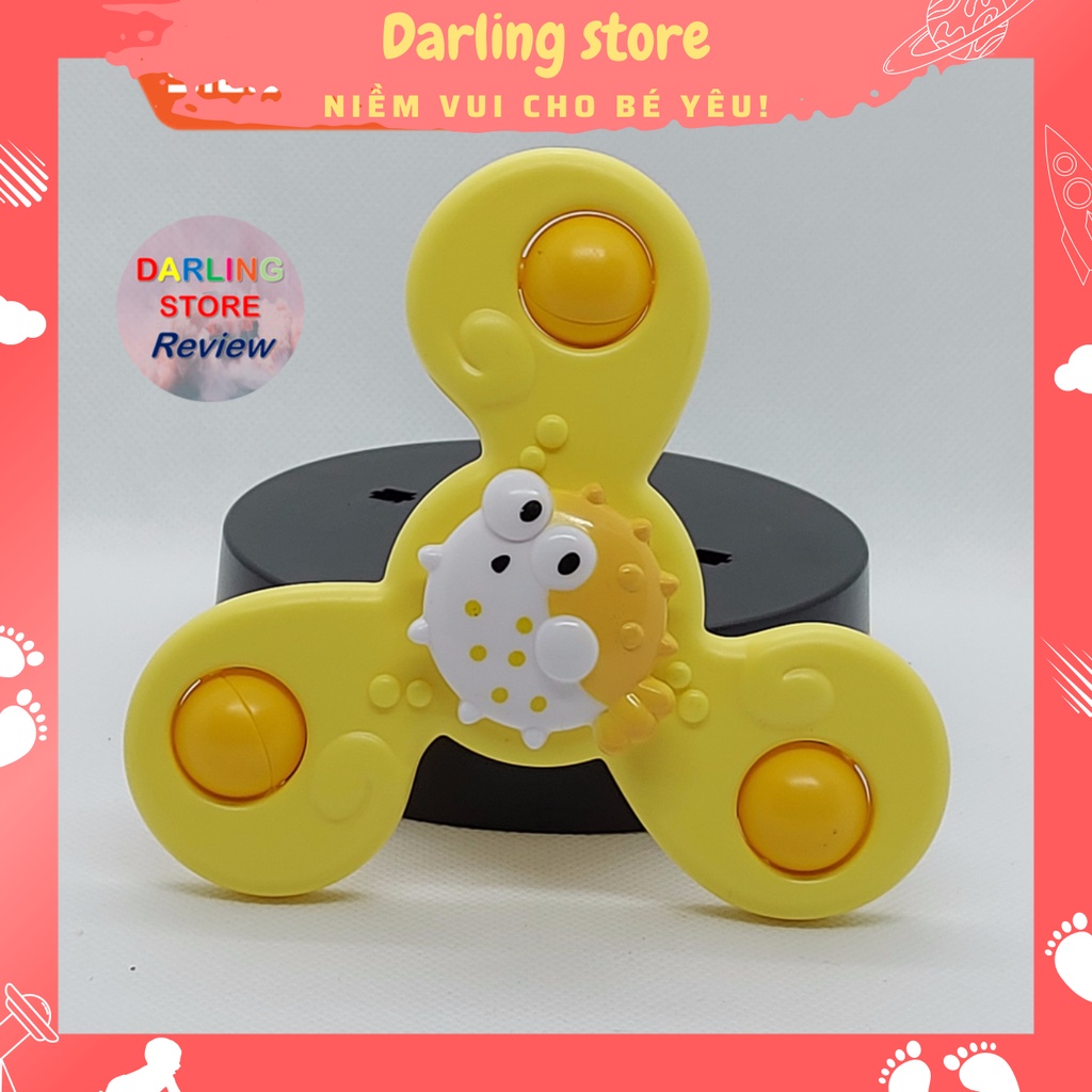 Đồ chơi trẻ con Set 3 Con Quay Chong Chóng Spinner hình động vật có nón hút Dán Tường Darling Store