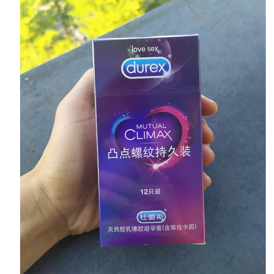 Bao cao su gai Durex Mutual Climax, Oleo Shock 12 bao. Bao cao su gân gai nhỏ kéo dài thời gian, bao nonlatex chính hãng