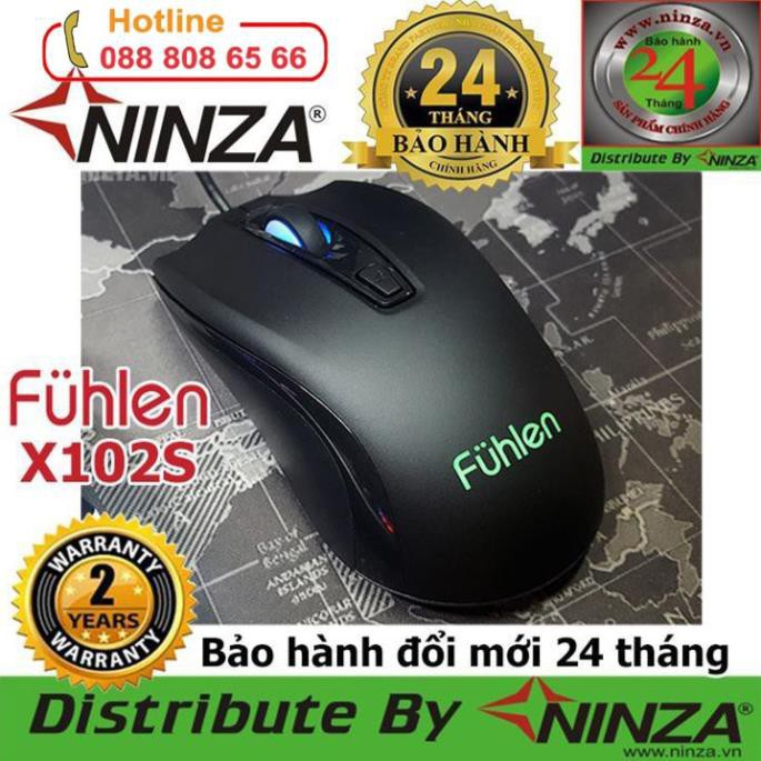 Chuột chơi game Fuhlen X102S, 2400DPI, Lò xo Omron 10 triệu click