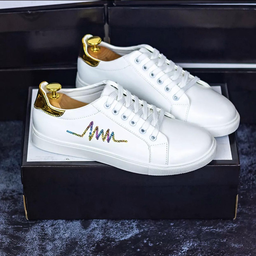 [Mã FAMAYMA2 giảm 10K đơn 50K] Giày nam thể thao màu trắng thêu Nhịp Tim Kim Tuyến Sắc Màu mới về 2020 | BigBuy360 - bigbuy360.vn