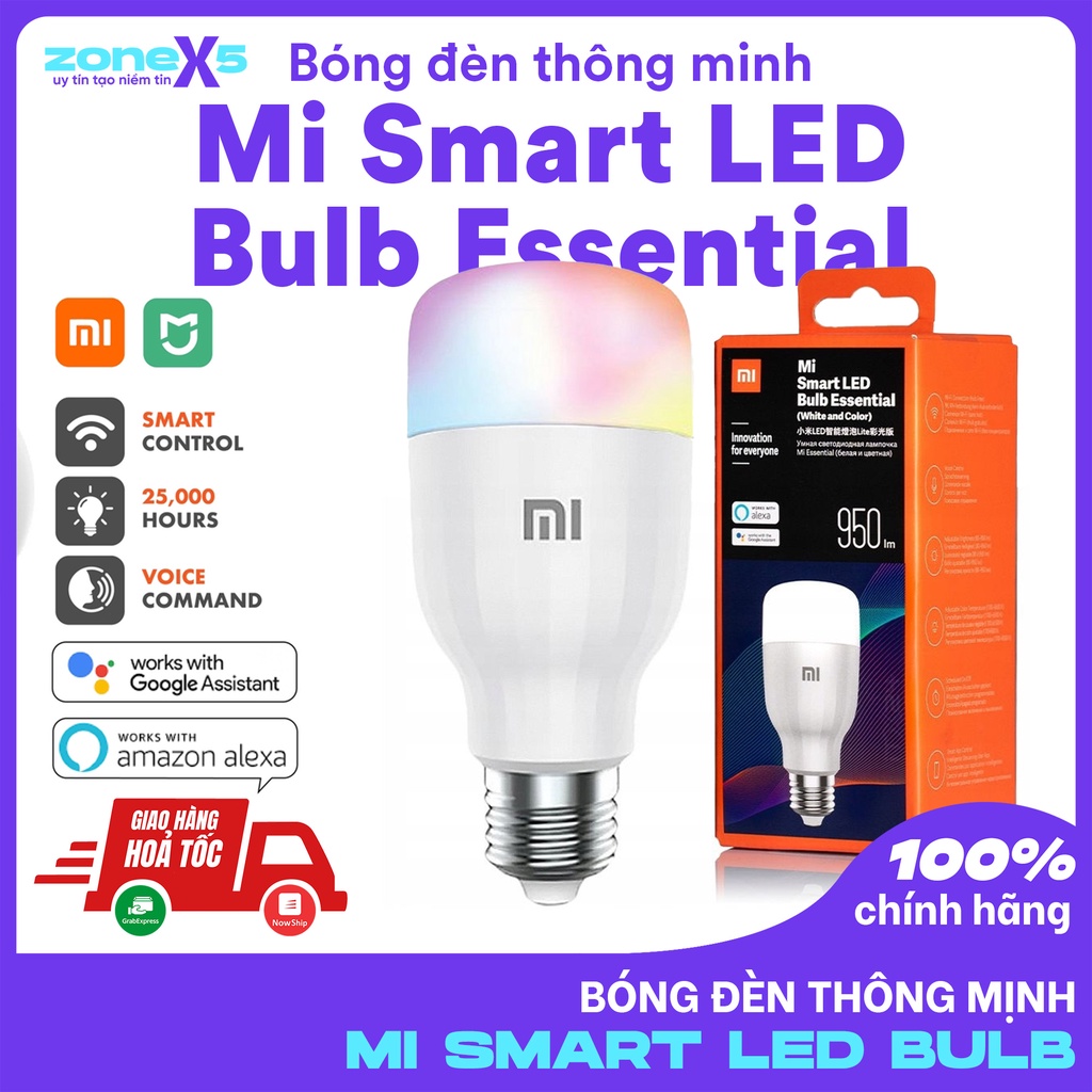 Bóng đèn thông minh Xiaomi Mi Smart LED Bulb Essential - Điều khiển bằng giọng nói