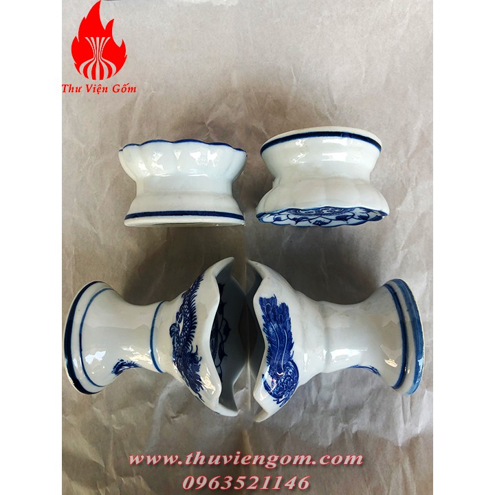 4 loại chân nến màu lam - Chân nến Bát Tràng