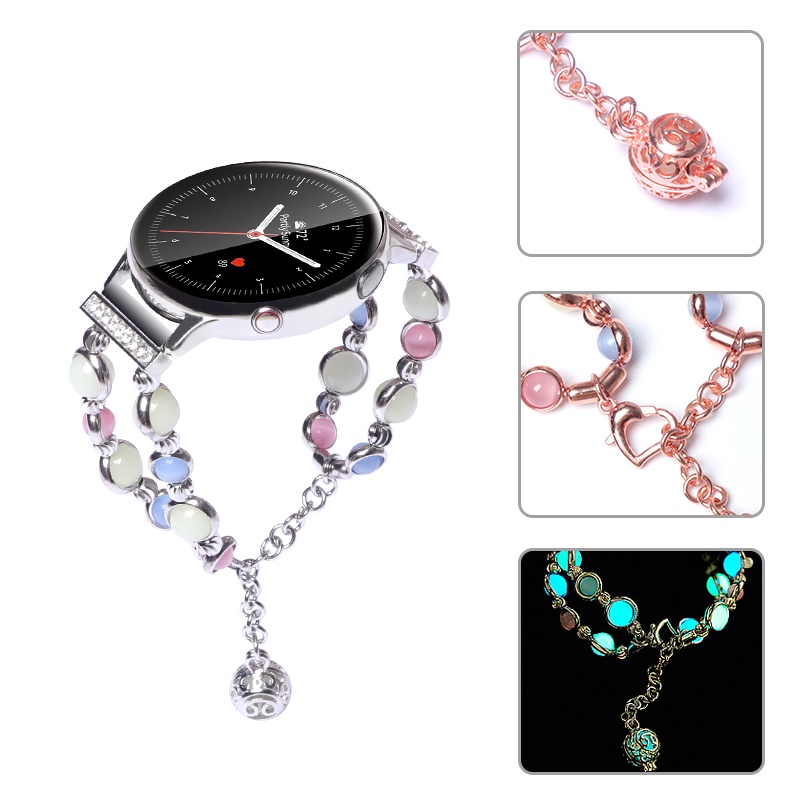 Dây Đeo Thay Thế 20mm Dạng Chuỗi Hạt Phát Sáng Cho Đồng Hồ Samsung Galaxy Watch 3 41mm Active 2