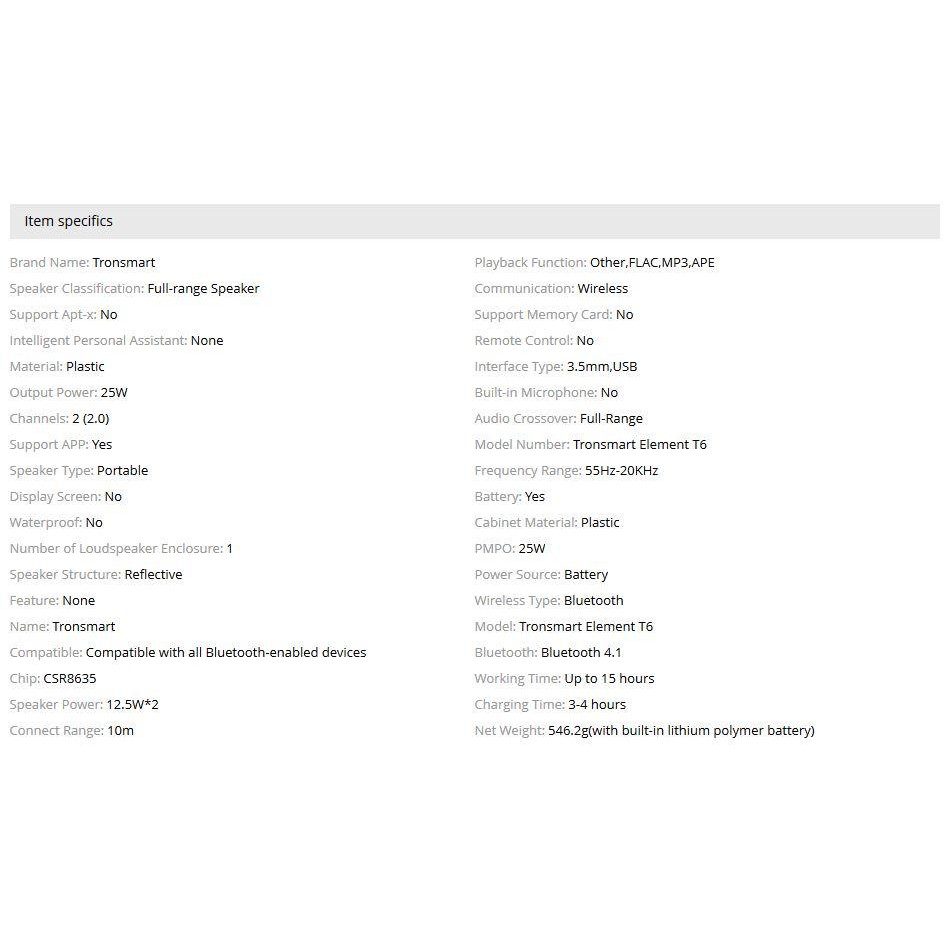 Loa Bluetooth Tronsmart Element T6 25Wat