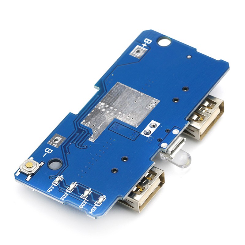 18650 Dual Micro USB 3.7V đến 5V 2A Tăng cường Ngân hàng điện di động Bộ sạc pin Lithium Bo mạch PCB Tự làm 18650 Mô-đun nâng cấp có đèn Led