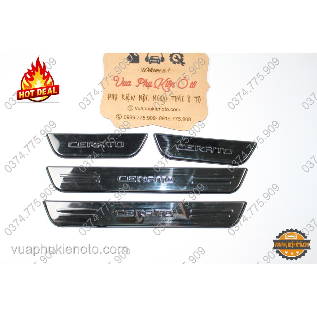 ỐP BẬC CỬA TITAN KIA K3, CERATO 2016- 2018 - BỘ 8 MIẾNG TRONG NGOÀI  +TẶNG keo 3M