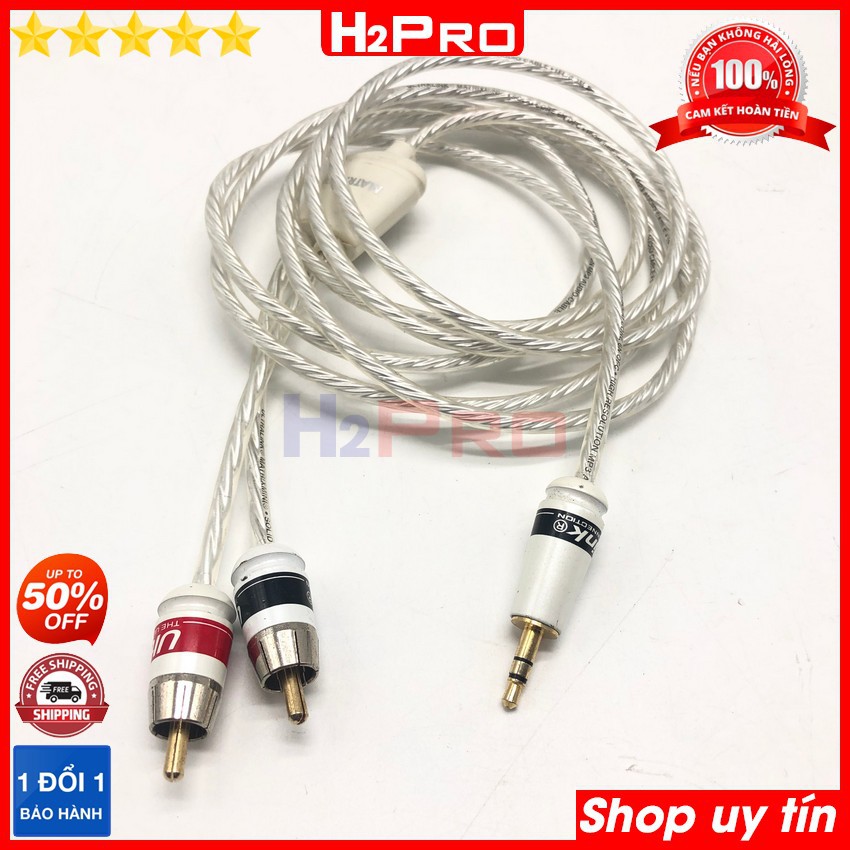 Dây av 1 ra 2 Ultra Link Canada H2Pro cao cấp lõi bạc-chống nhiễu-sôi dài 2m, dây loa 1 đầu 3.5 ra 2 AV xịn (hàng bãi)