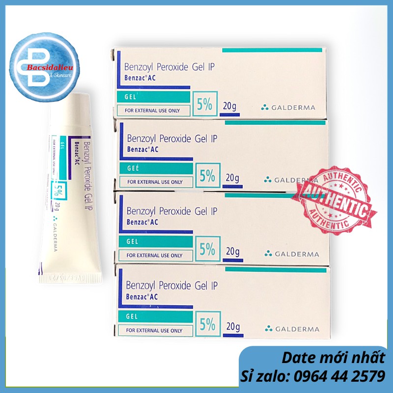 Benzac AC 2.5 - 5% (20g) kem chấm mụn, 5 % và 2.5% benzoyl peroxide, giảm sạch mụn ngay