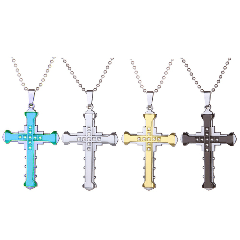 Dây chuyền inox mặt thánh giá đính đá zircon thời trang
