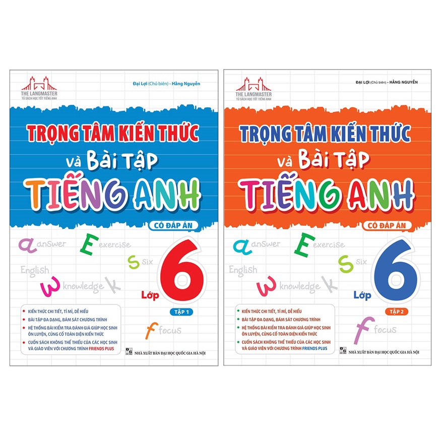 Sách - Combo Trọng tâm kiến thức và bài tập tiếng anh lớp 6 tập 1 + 2 (có đáp án)