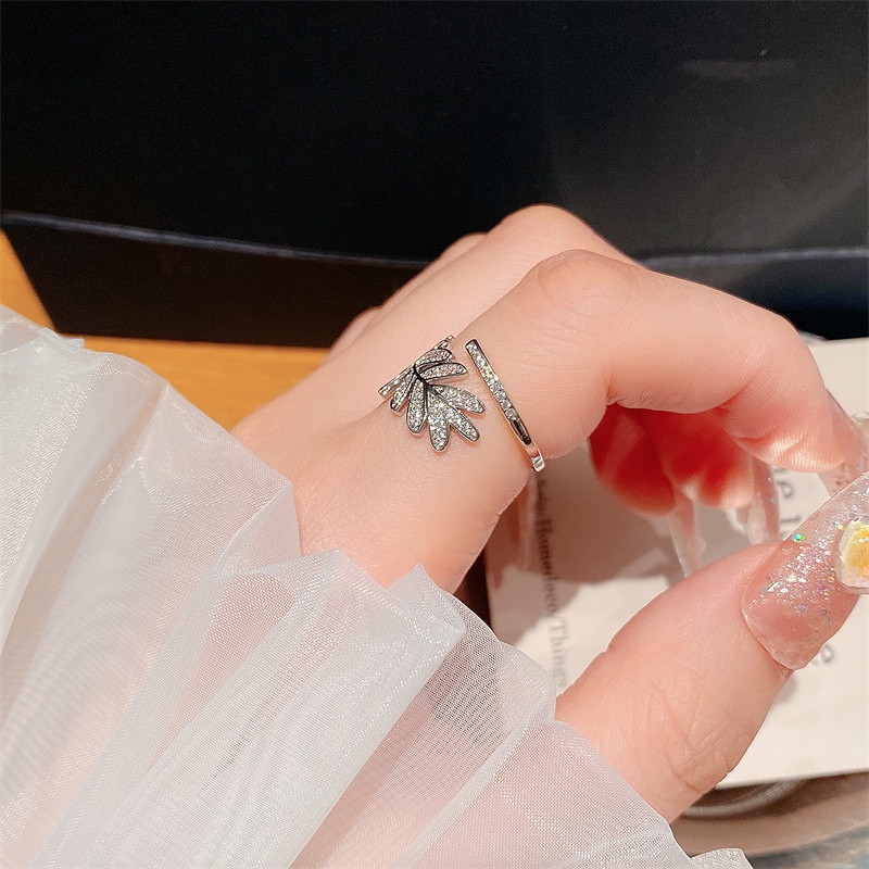 [Hàng Mới Về] Nhẫn Dạng Hở Hình Chiếc Lá Thời Trang Mùa Hè Cho Nữ